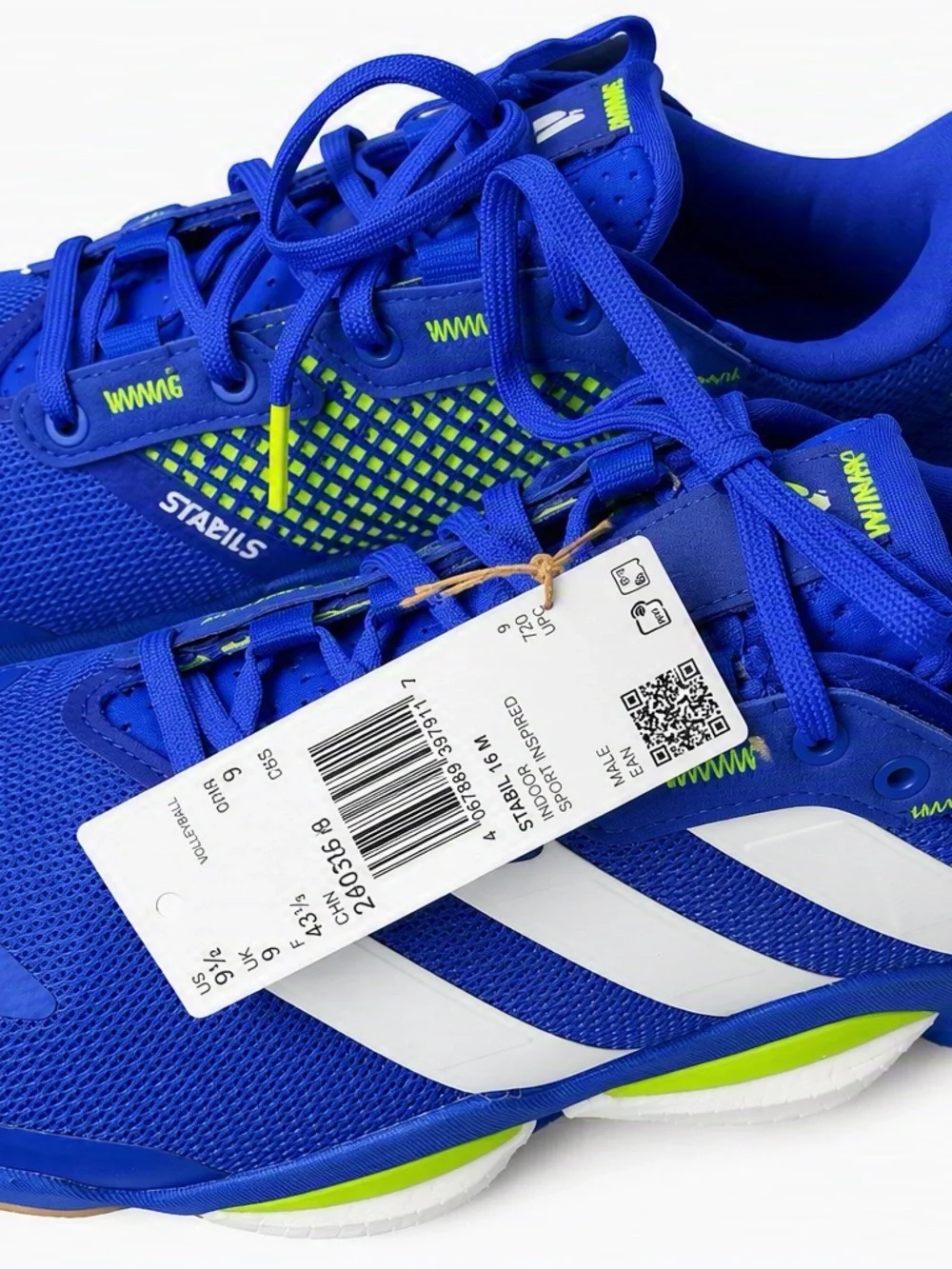 Men's Size 9.5. Adidas Stabil 16 M Indoor Court Shoes Lucid Blue / Lemon